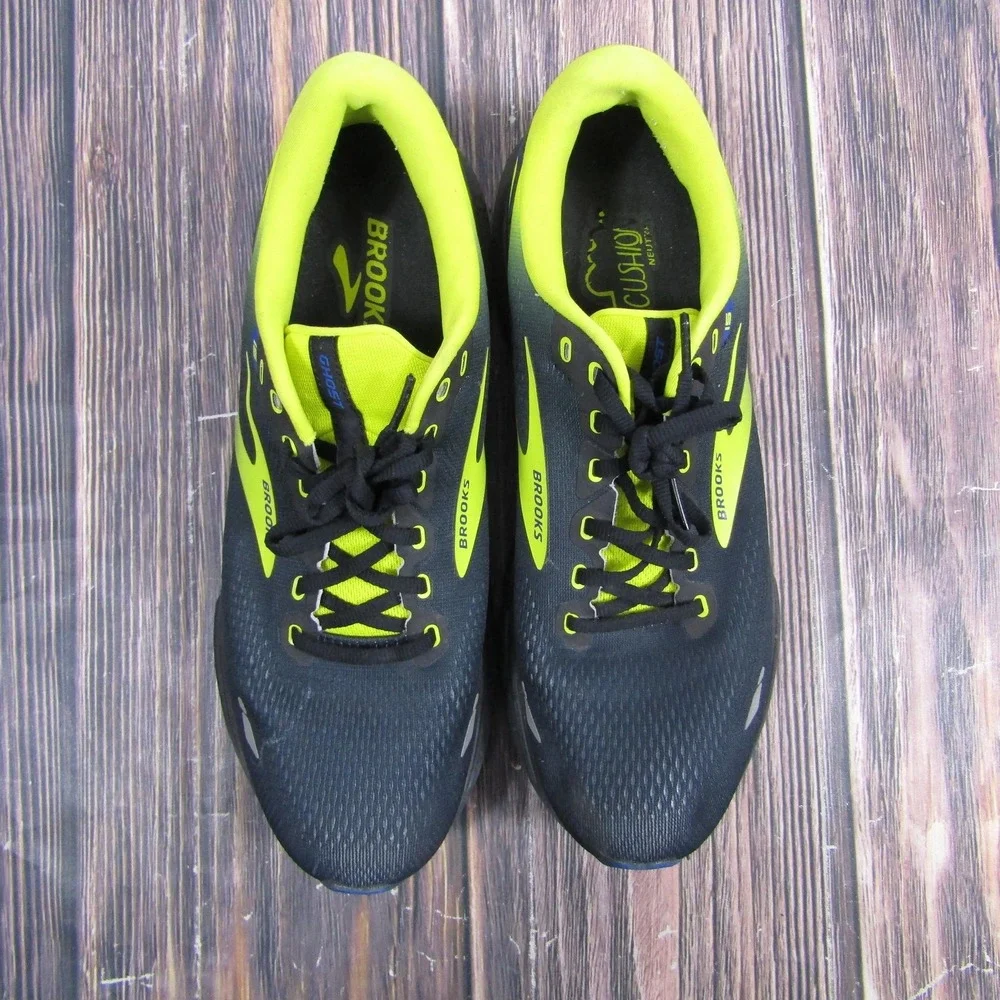 Brooks Ghost 15 Running Shoes Mens Size 11.5 Black Yellow Cushion 110393 1D 063